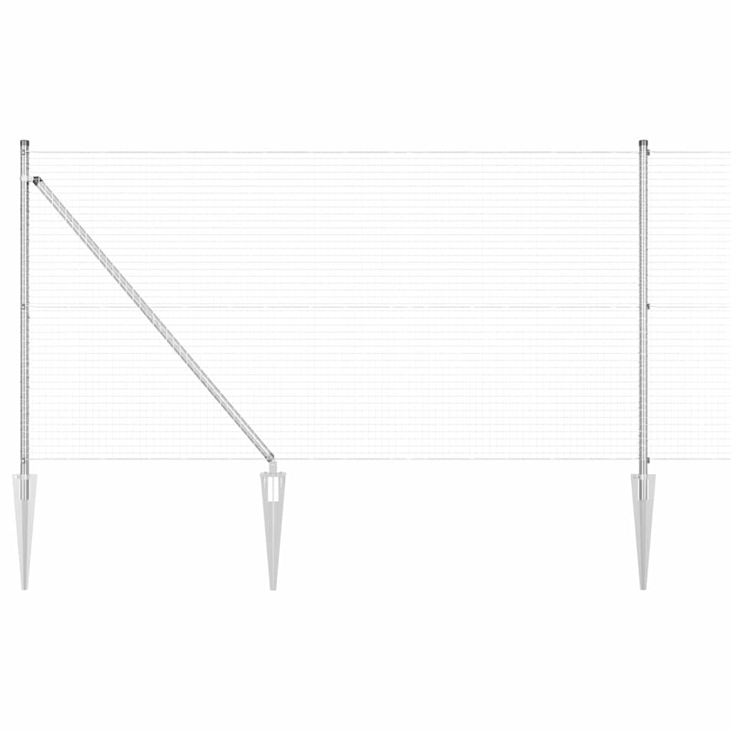 Welded Wire Fence with Spikes Steel Silver Mesh