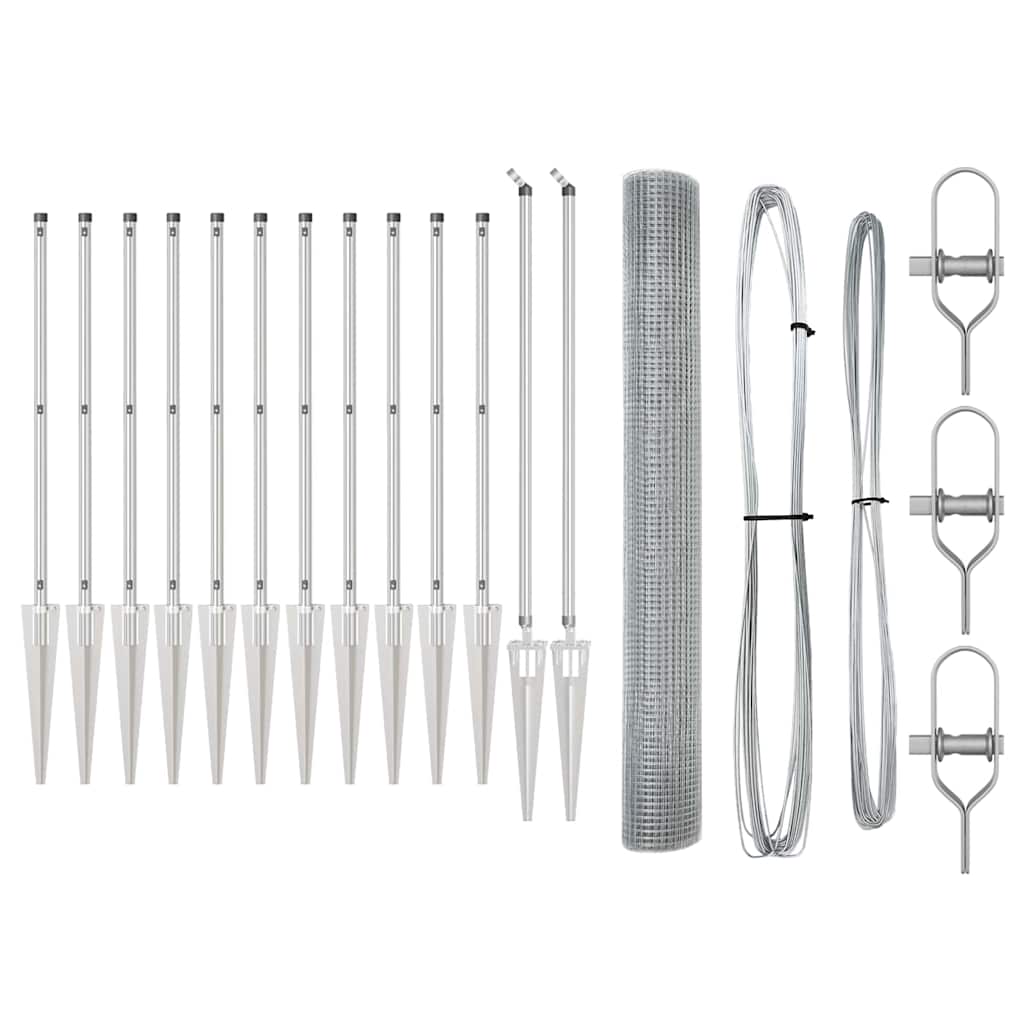 Welded Wire Fence with Spikes Steel Silver Mesh