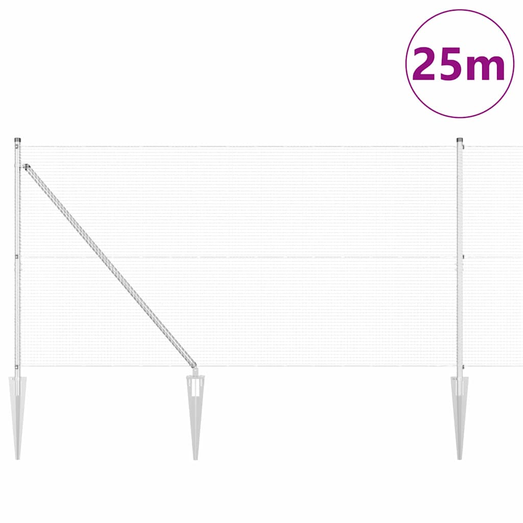 Fence Post Silver 25 x 1.4 m (16 x 16 mm mesh) Steel