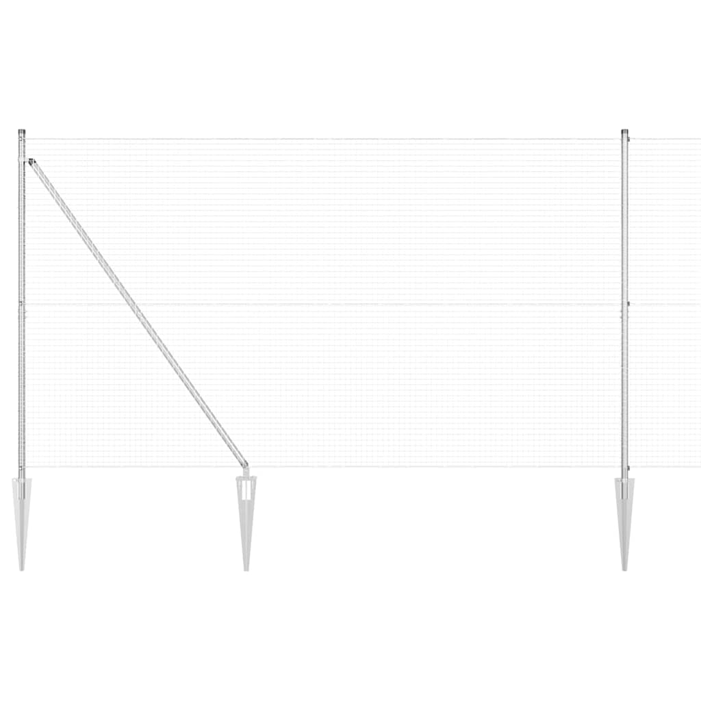 Welded Wire Fence with Spikes Steel Silver Mesh