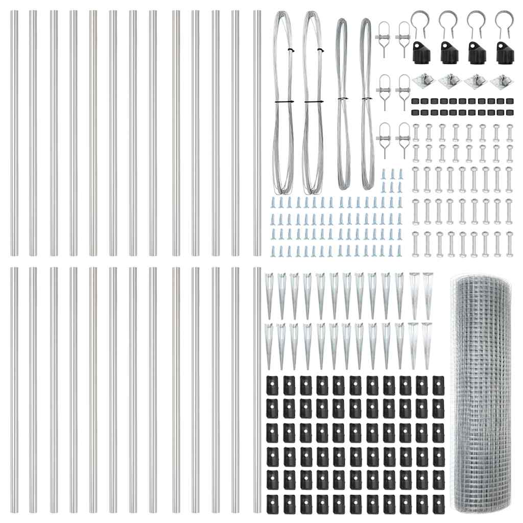 Welded Wire Fence with Spikes Steel Silver Mesh