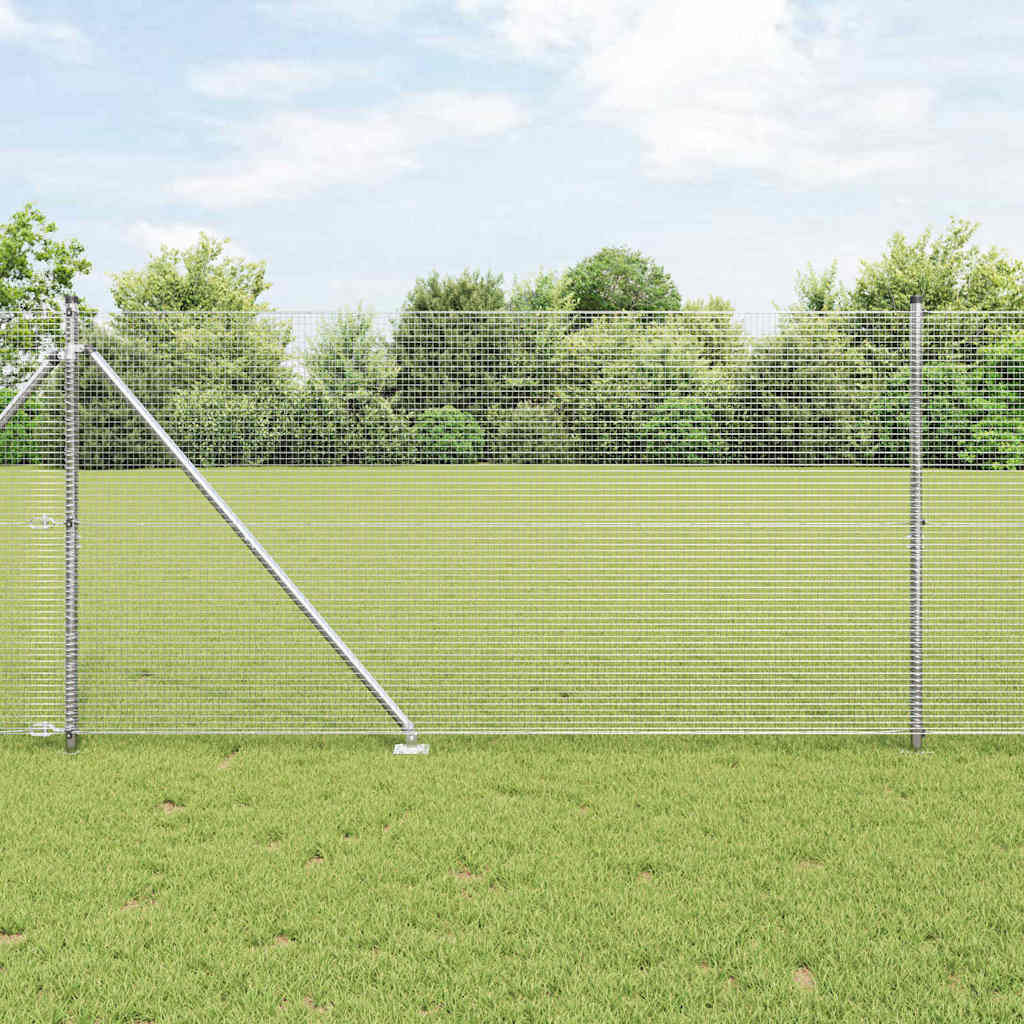 Welded Wire Fence with Spikes Steel Silver Mesh