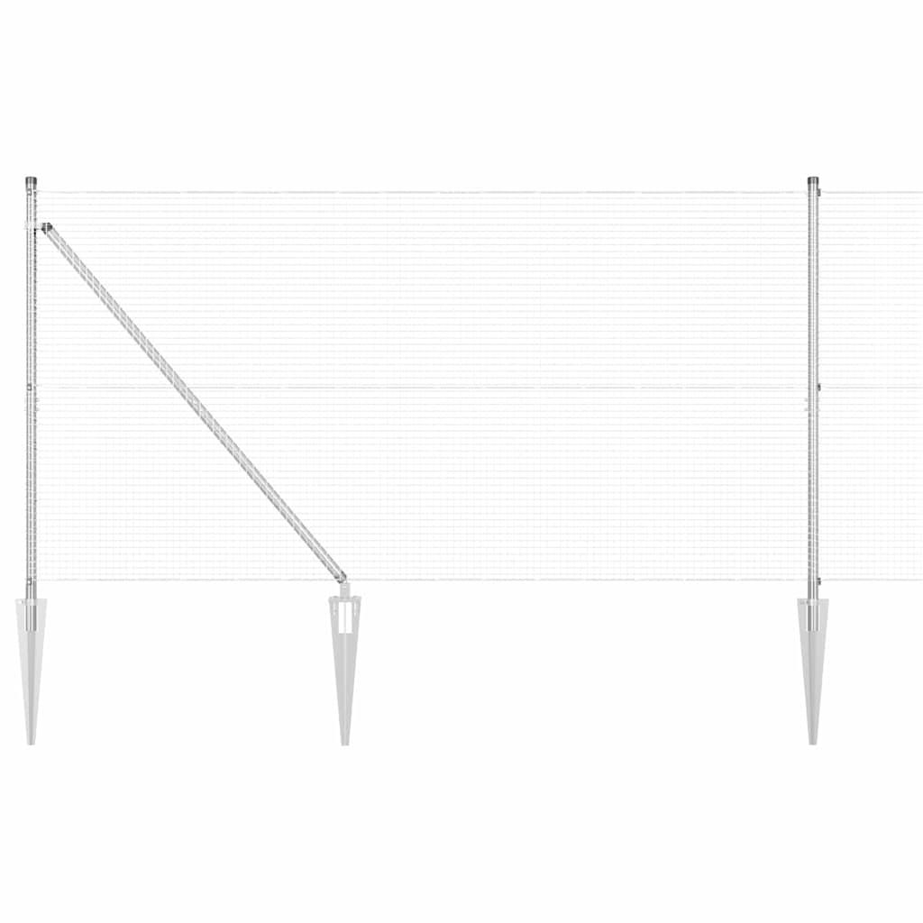 Welded Wire Fence with Spikes Steel Silver Mesh
