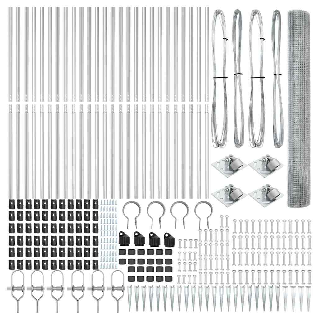 Welded Wire Fence with Spikes Steel Silver Mesh