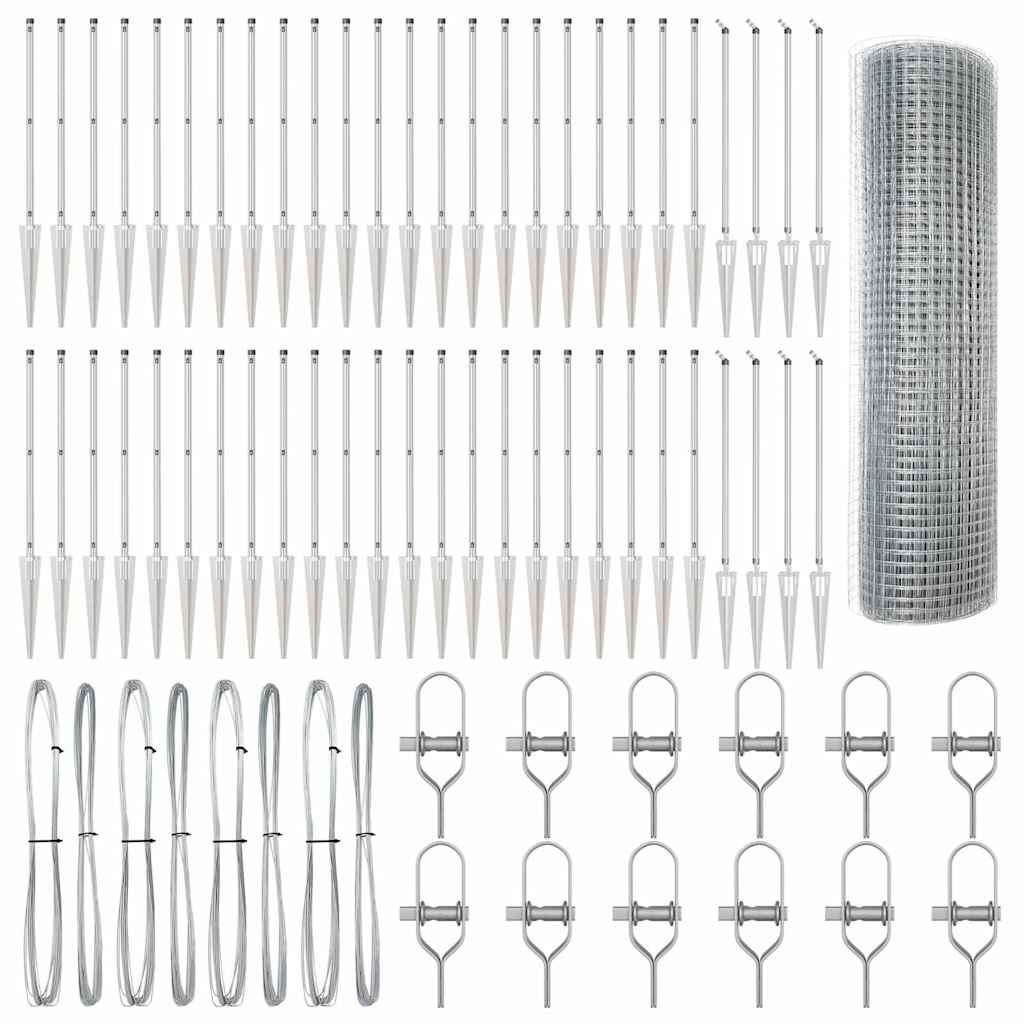 Fence Post Silver 100 x 0.5 m (25 x 25 mm mesh) Steel