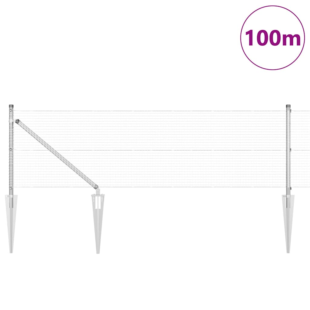 Welded Wire Fence with Spikes Steel Silver Mesh