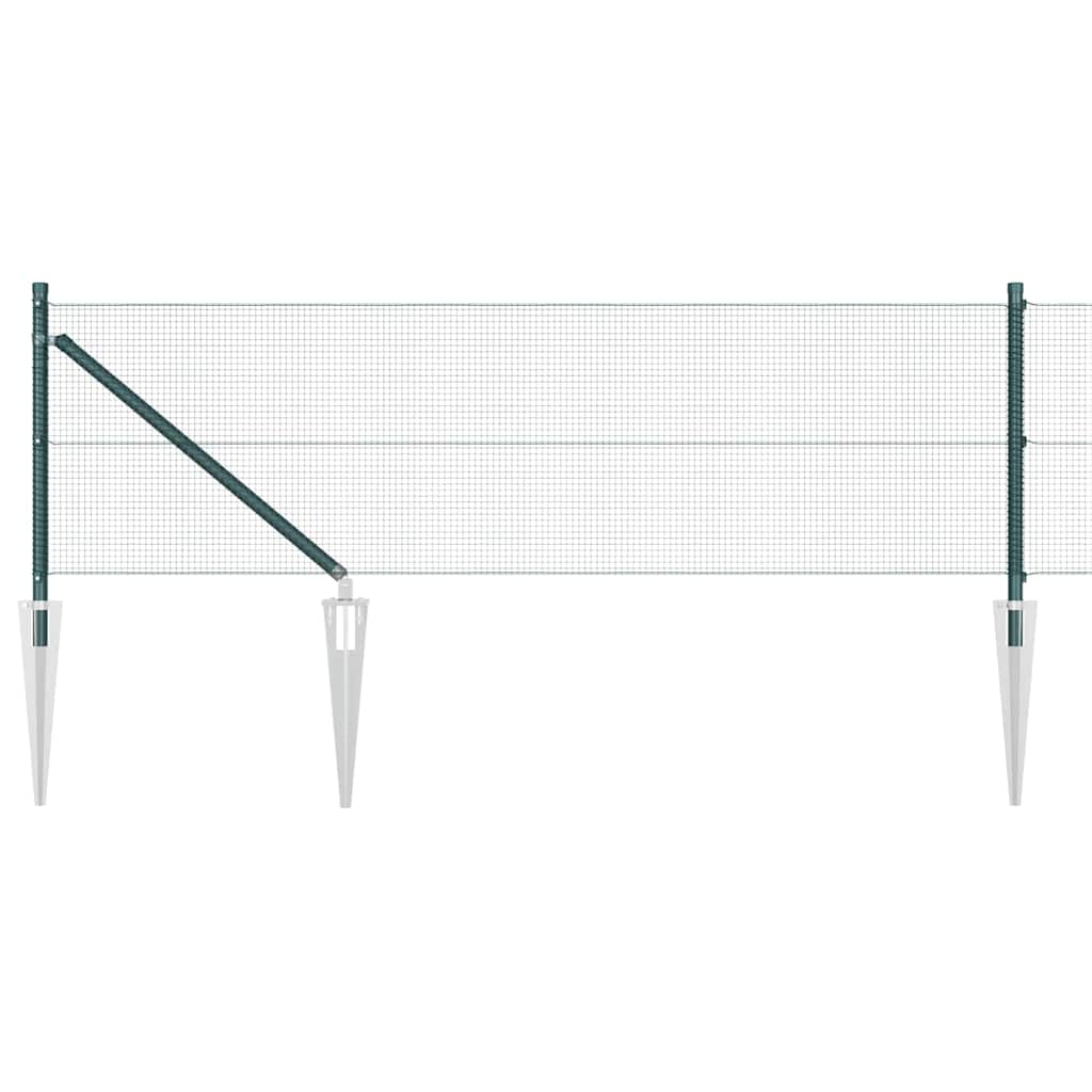 Welded Wire Fence with Spikes Steel and PVC Green Mesh