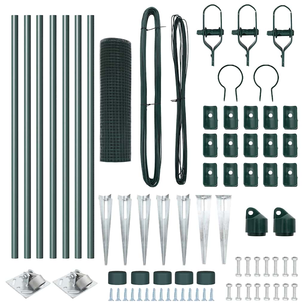 Welded Wire Fence with Spikes Steel and PVC Green Mesh