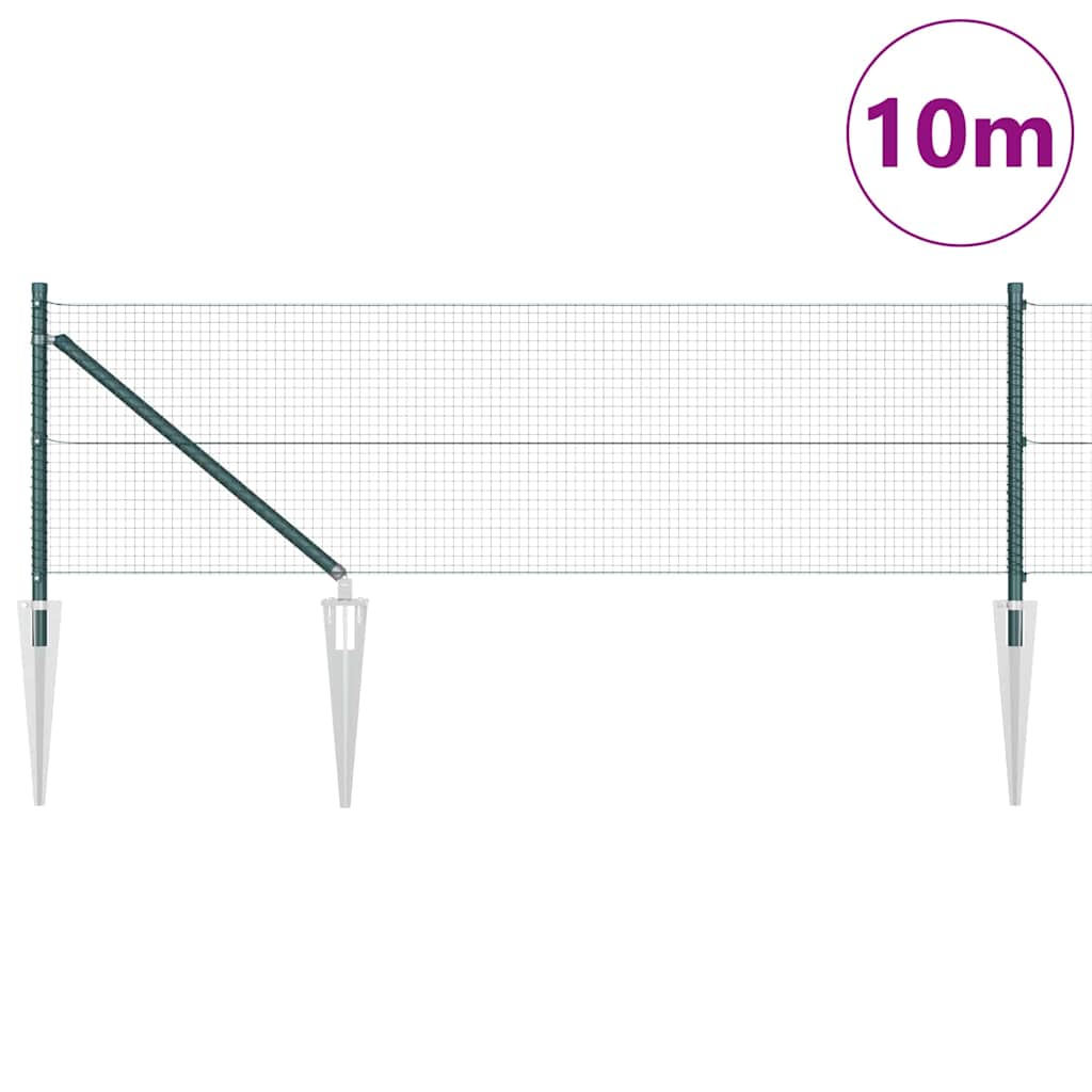 Welded Wire Fence with Spikes Steel and PVC Green Mesh