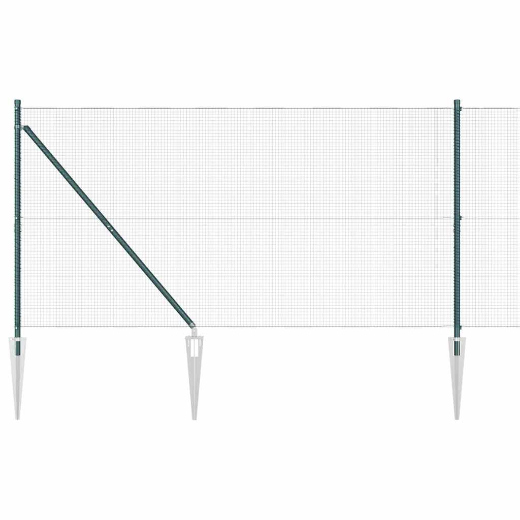 Welded Wire Fence with Spikes Steel and PVC Green Mesh
