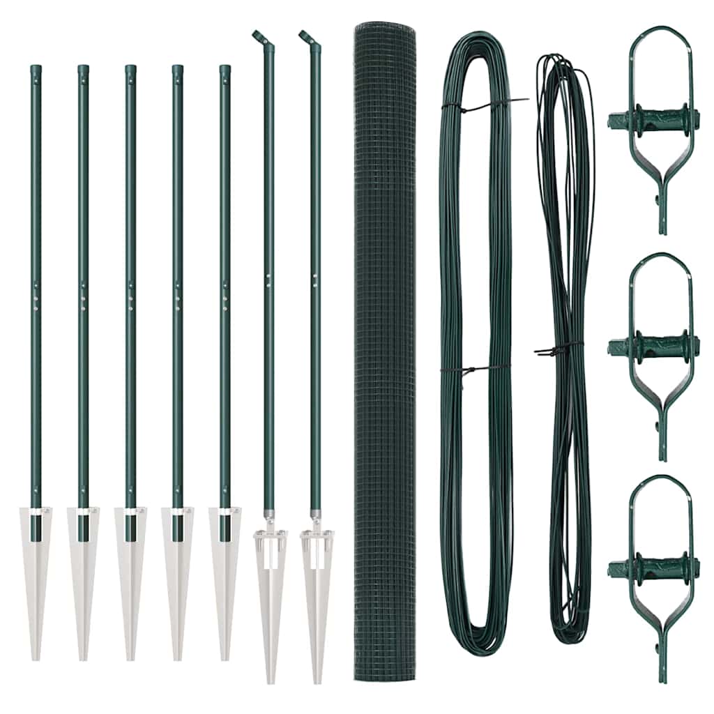 Welded Wire Fence with Spikes Steel and PVC Green Mesh