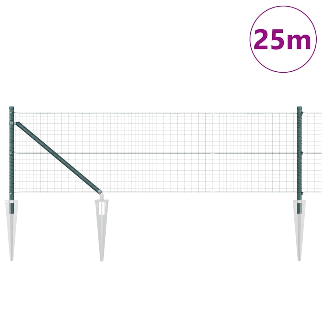 Welded Wire Fence with Spikes Steel and PVC Green Mesh