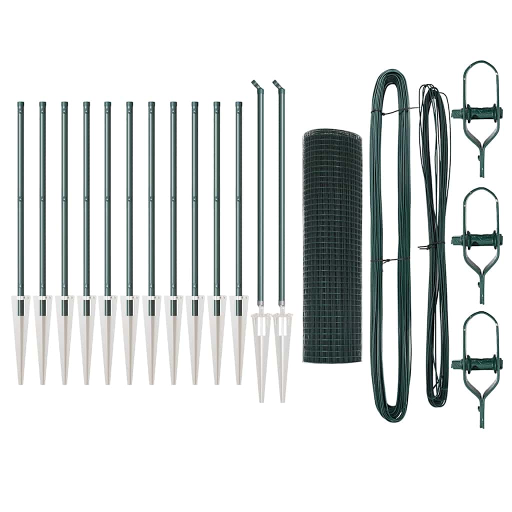 Welded Wire Fence with Spikes Steel and PVC Green Mesh