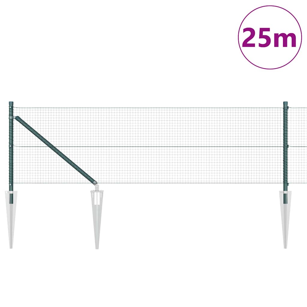 Welded Wire Fence with Spikes Steel and PVC Green Mesh