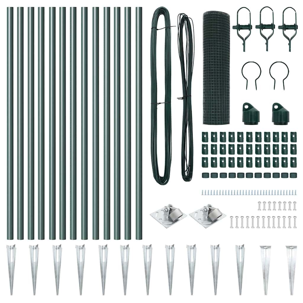 Welded Wire Fence with Spikes Steel and PVC Green Mesh