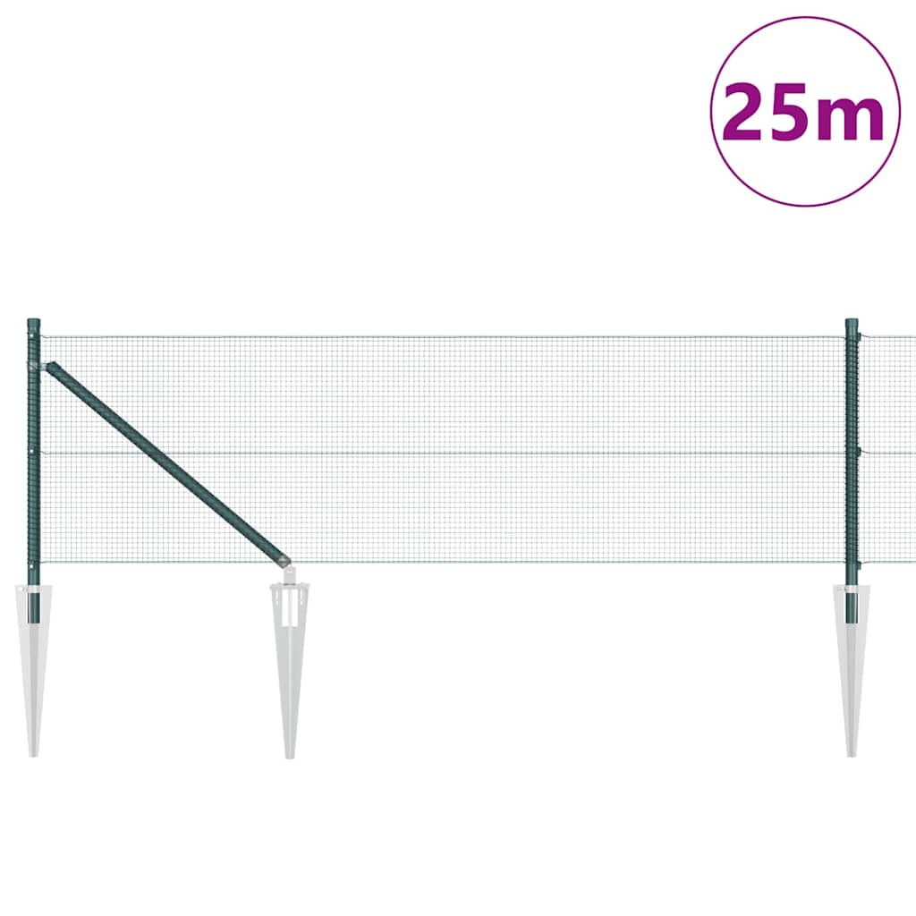 Welded Wire Fence with Spikes Steel and PVC Green Mesh