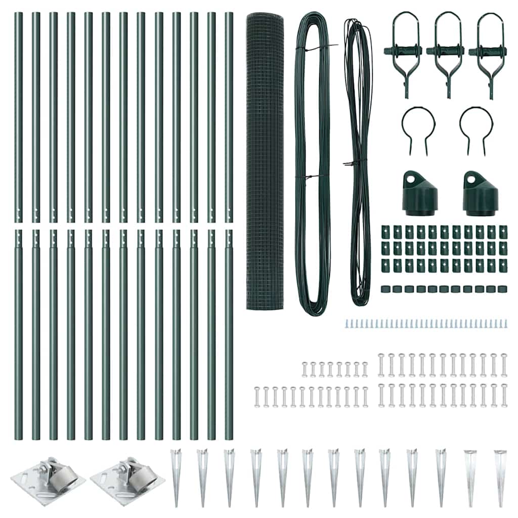 Welded Wire Fence with Spikes Steel and PVC Green Mesh