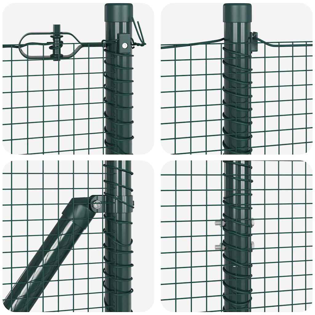 Welded Wire Fence with Spikes Steel and PVC Green Mesh