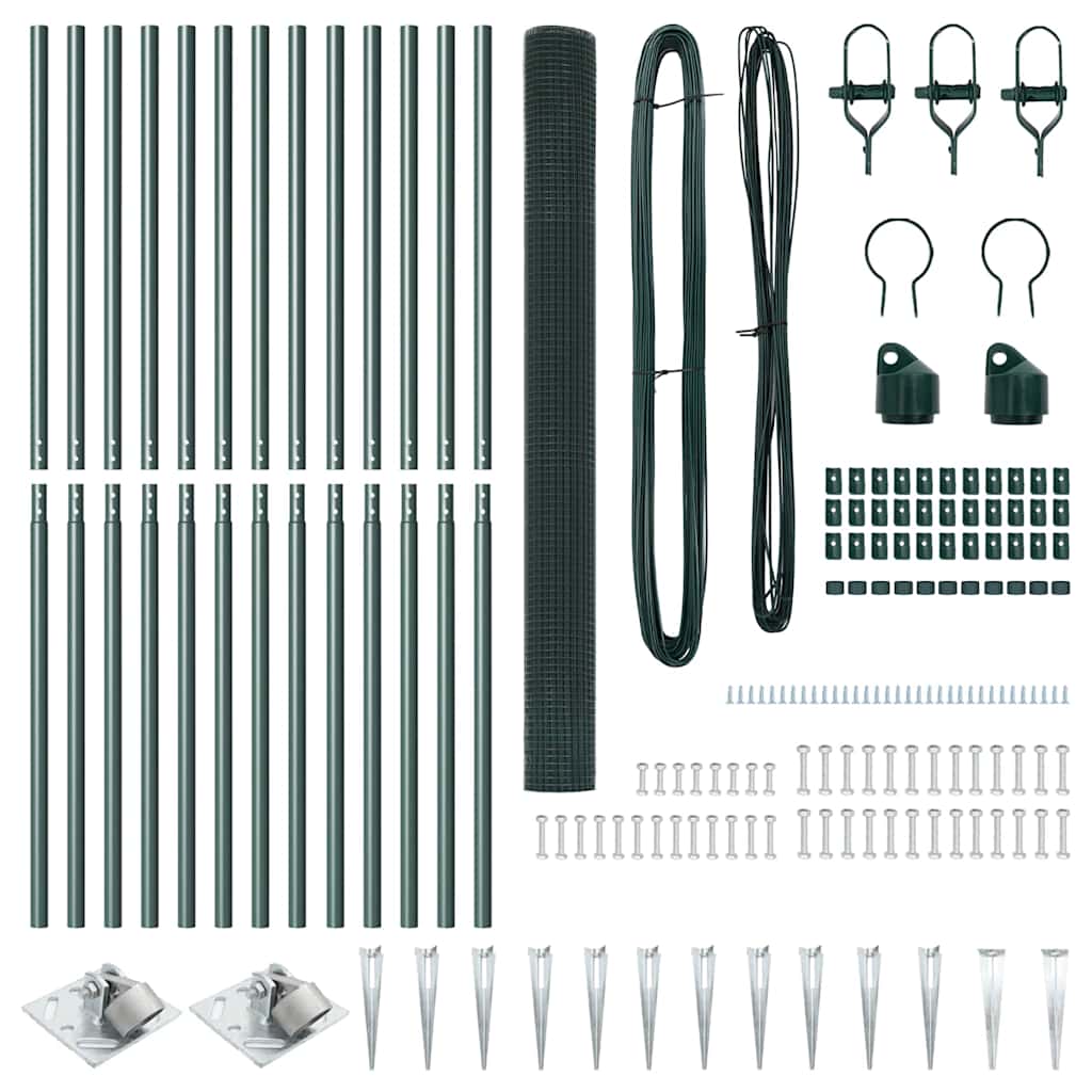 Welded Wire Fence with Spikes Steel and PVC Green Mesh