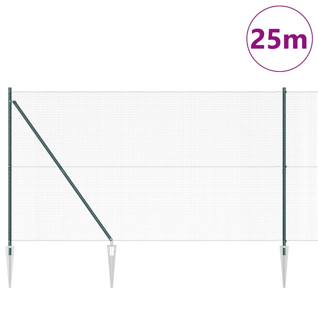 Welded Wire Fence with Spikes Steel and PVC Green Mesh