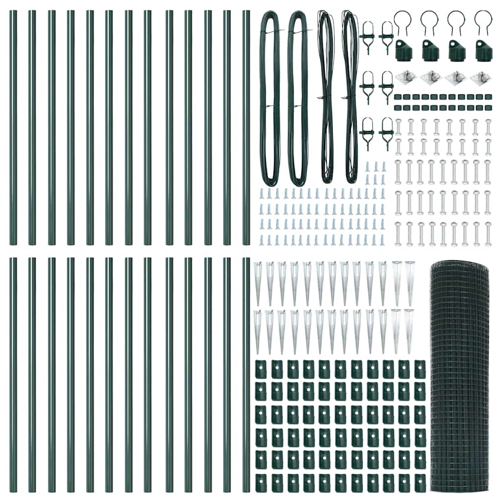 Welded Wire Fence with Spikes Steel and PVC Green Mesh