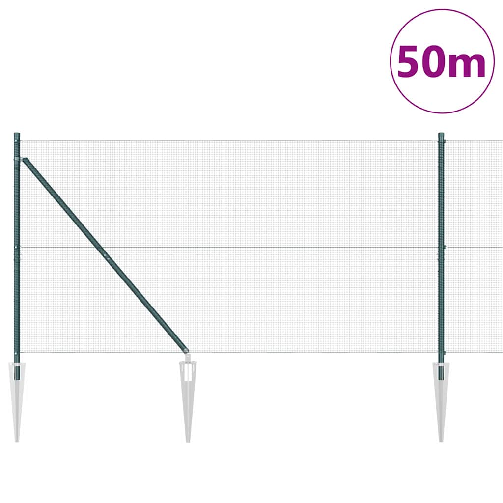 Welded Wire Fence with Spikes Steel and PVC Green Mesh