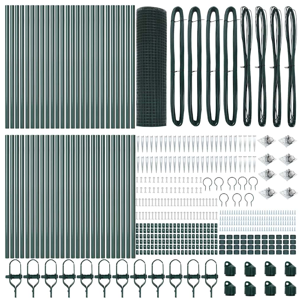 Welded Wire Fence with Spikes Steel and PVC Green Mesh