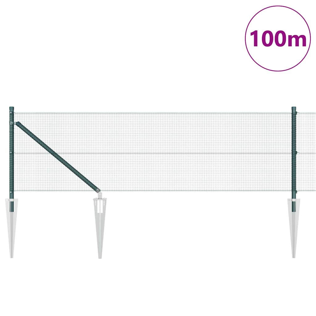 Welded Wire Fence with Spikes Steel and PVC Green Mesh