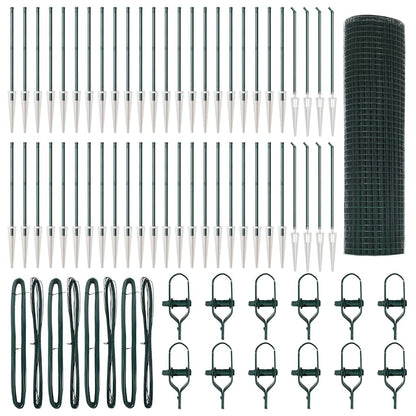Welded Wire Fence with Spikes Steel and PVC Green Mesh