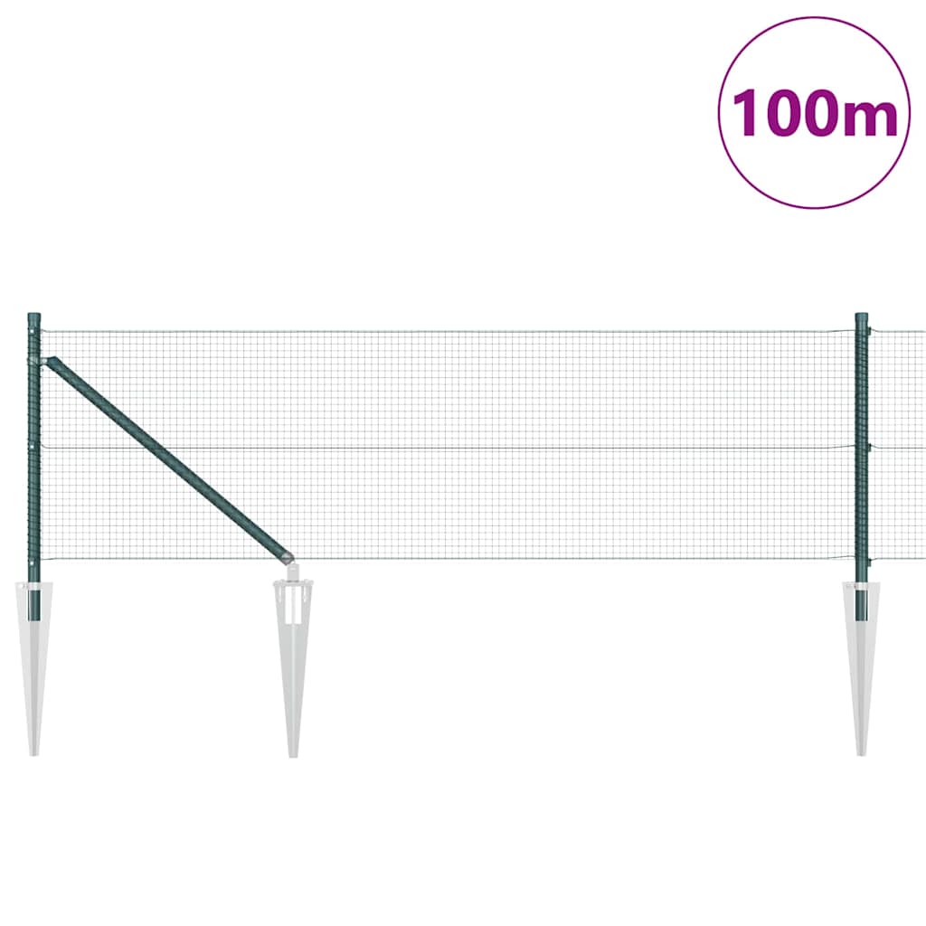 Fence Post Green 100 x 0.8 m (16 x 16 mm mesh) Steel and PVC
