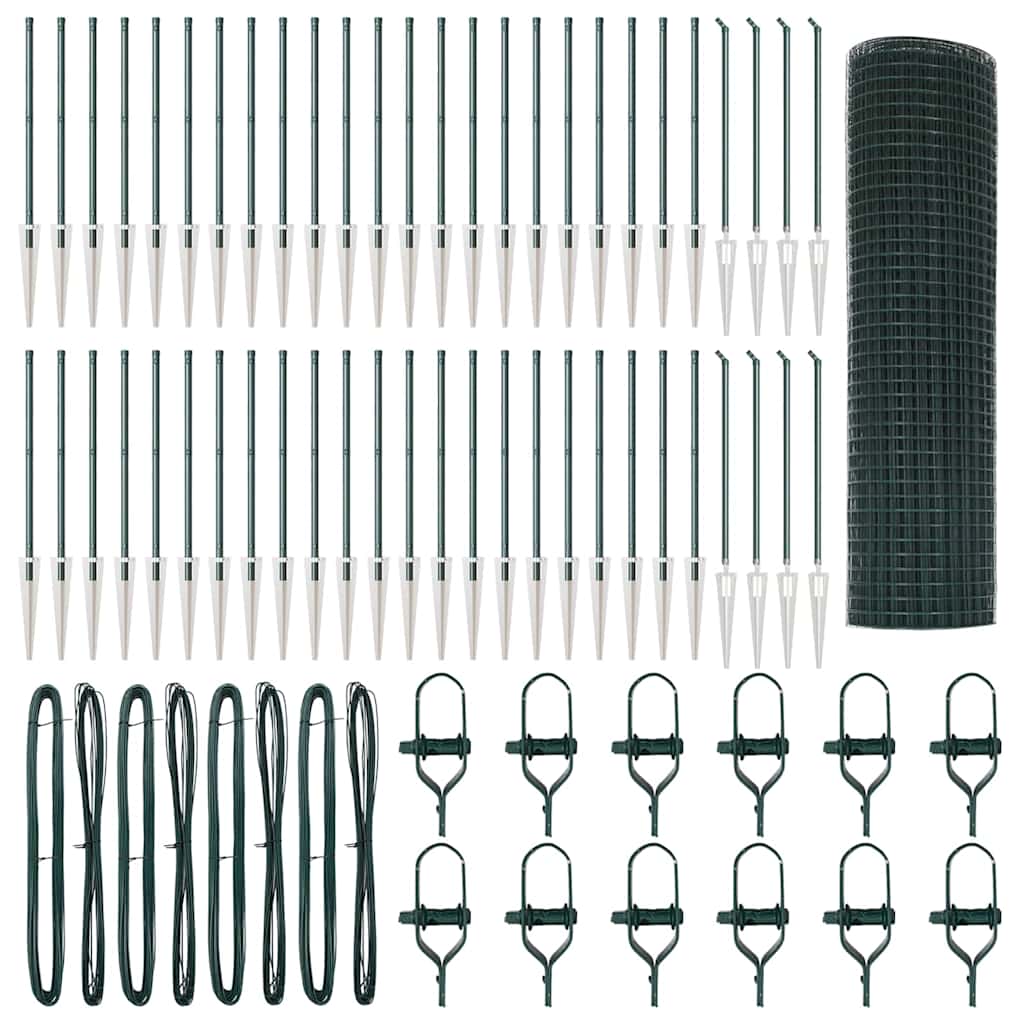 Fence Post Green 100 x 1 m (12 x 12 mm mesh) Steel and PVC