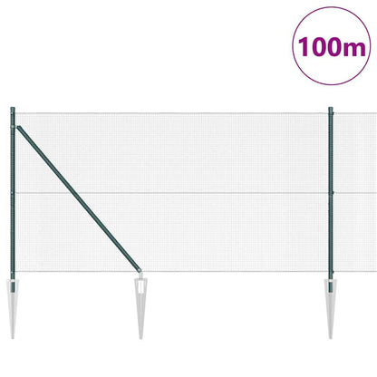Welded Wire Fence with Spikes Steel and PVC Green Mesh