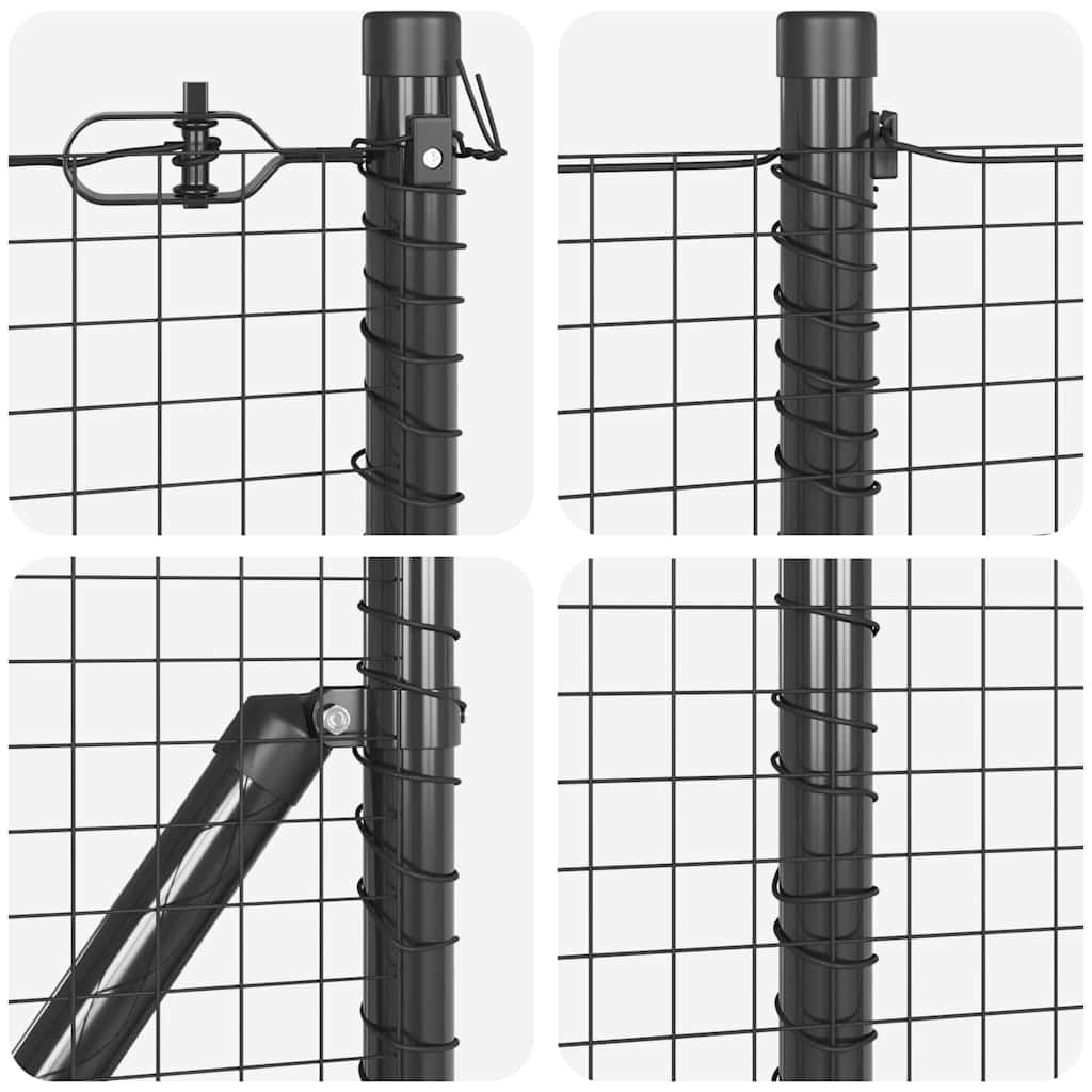 Welded Wire Fence with Spikes Steel and PVC Grey Mesh