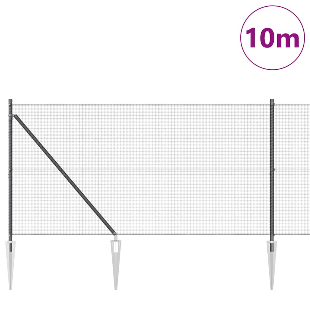 Welded Wire Fence with Spikes 10 x 1 m (W x H) PVC-coated Steel