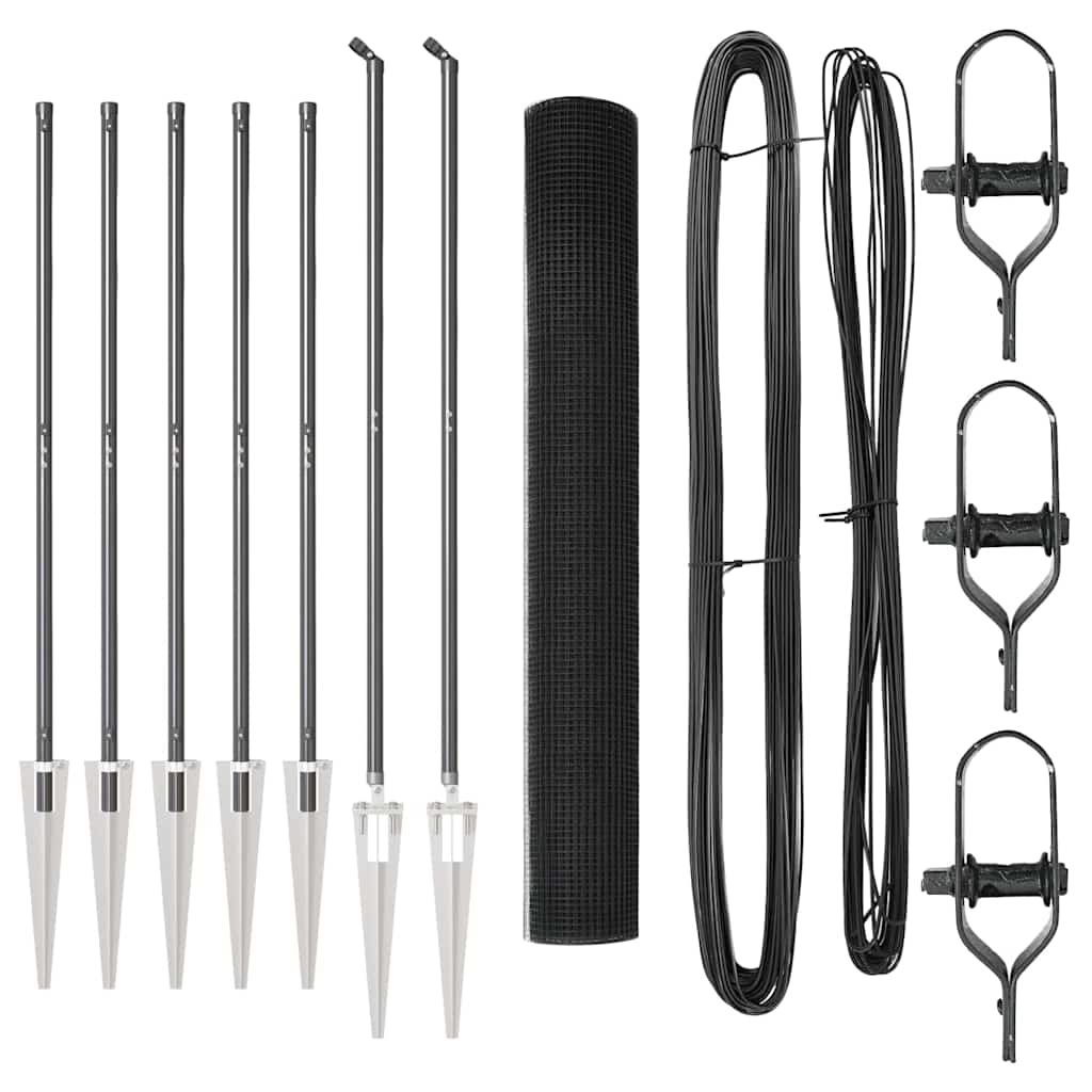 Fence Post Grey 10 x 1.4 m (12 x 12 mm mesh) Steel and PVC