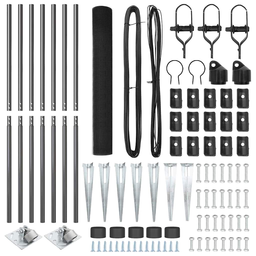 Fence Post Grey 10 x 1.4 m (12 x 12 mm mesh) Steel and PVC