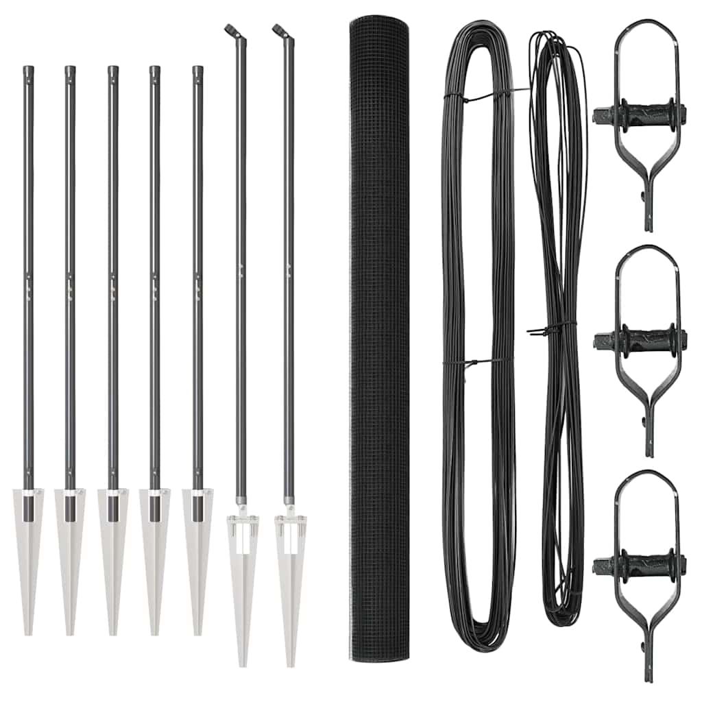 Fence Post Grey 10 x 1.6 m (16 x 16 mm mesh) Steel and PVC