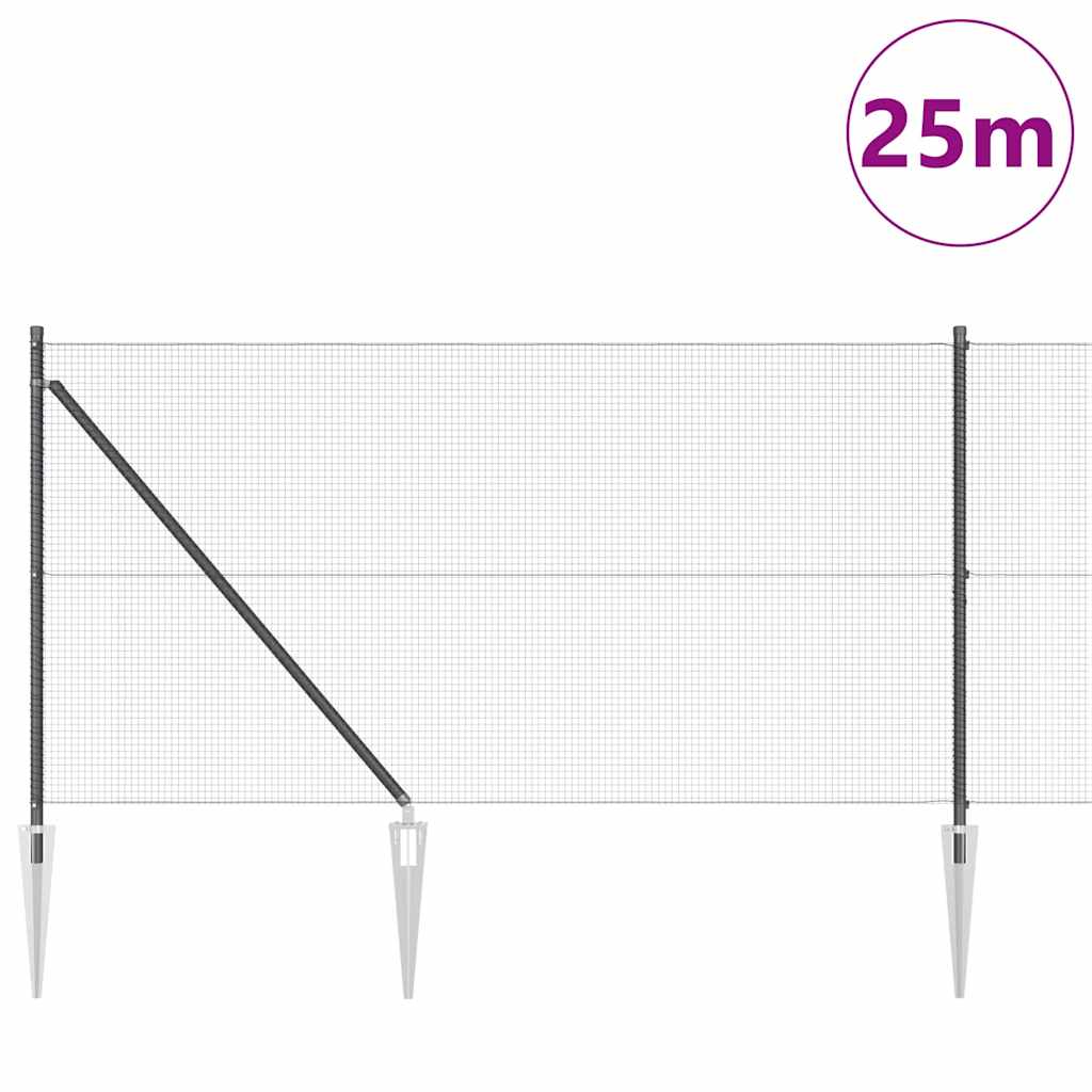 Welded Wire Fence with Spikes Steel Grey Mesh