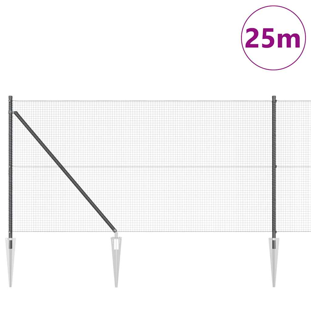 Welded Wire Fence with Spikes 25 x 1 m (W x H) PVC-coated Steel