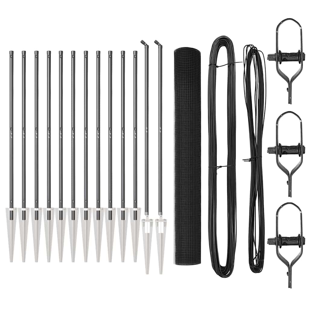 Fence Post Grey 25 x 1.4 m (16 x 16 mm mesh) Steel and PVC