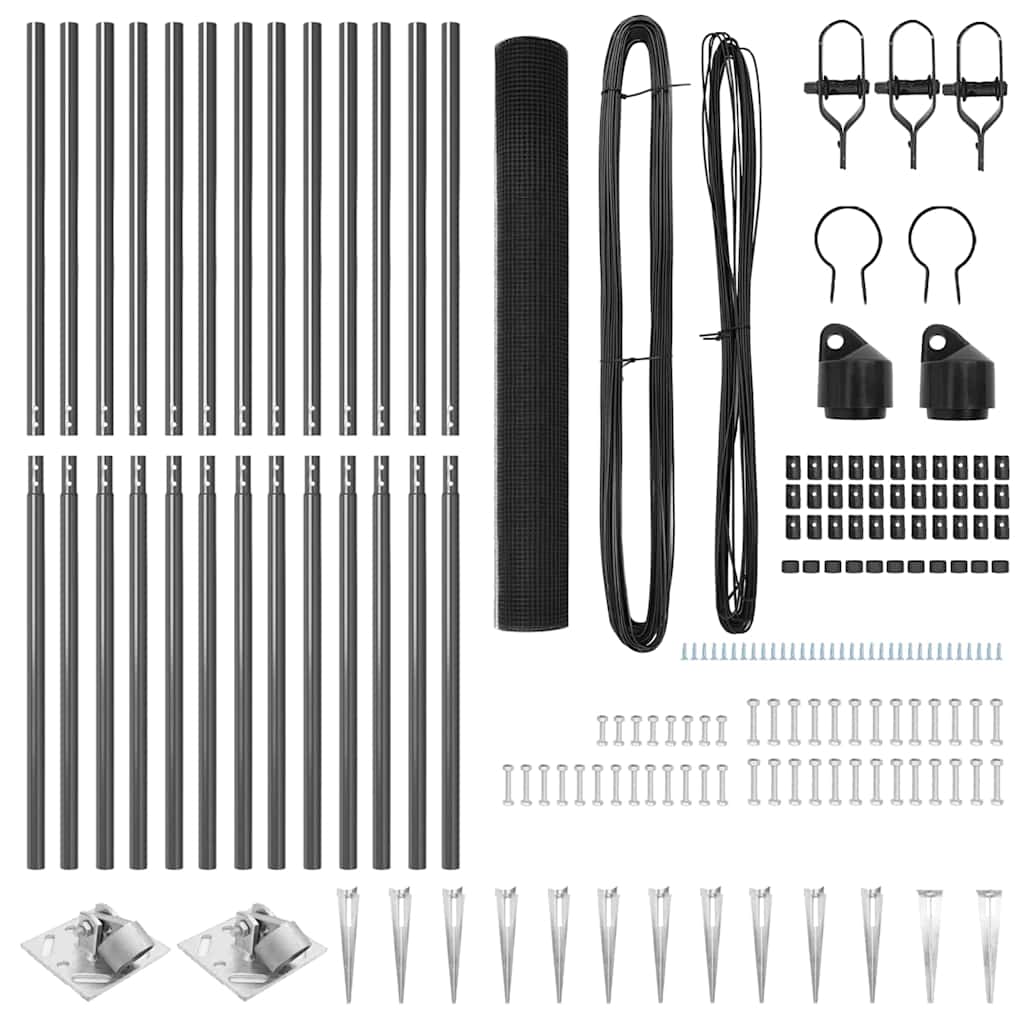 Fence Post Grey 25 x 1.4 m (16 x 16 mm mesh) Steel and PVC