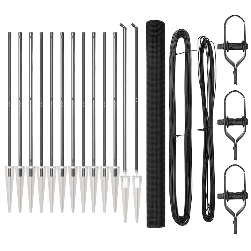 Fence Post Grey 25 x 1.5 m (16 x 16 mm mesh) Steel and PVC