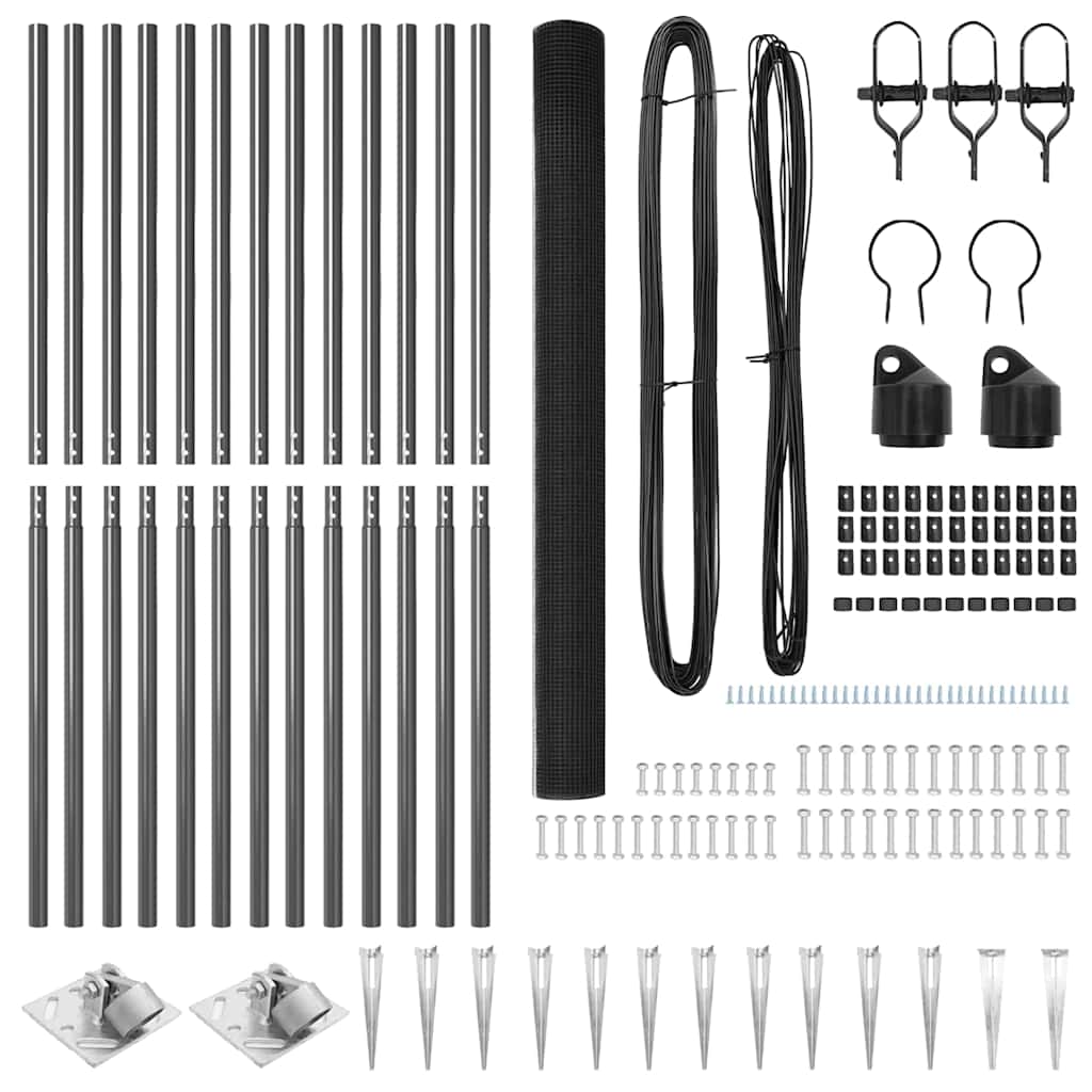 Fence Post Grey 25 x 1.5 m (16 x 16 mm mesh) Steel and PVC