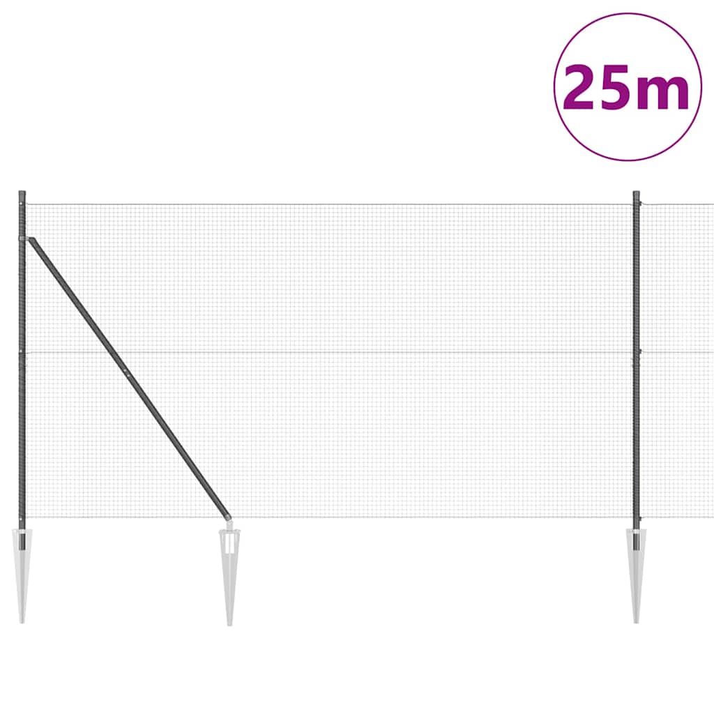 Welded Wire Fence with Spikes Steel Grey Mesh