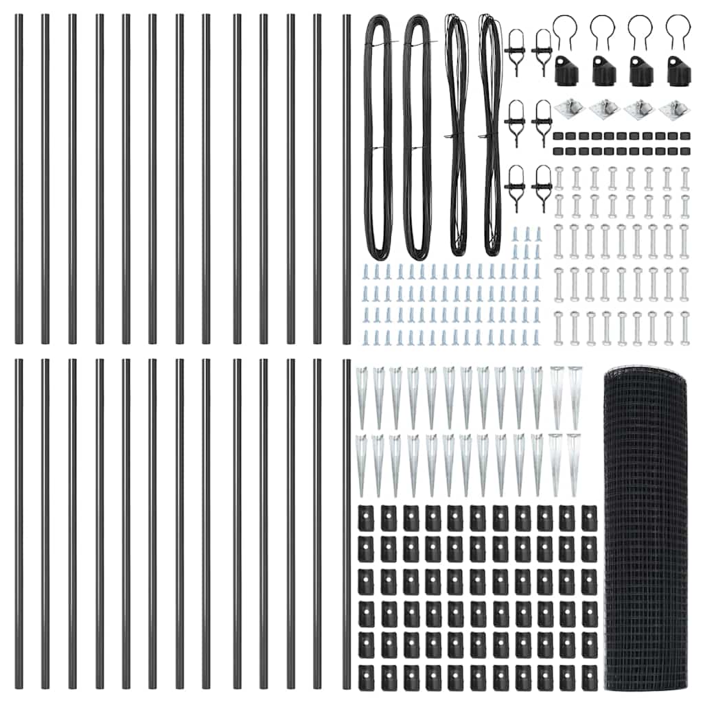 Fence Post Grey 50 x 1 m (25 x 25 mm mesh) Steel and PVC