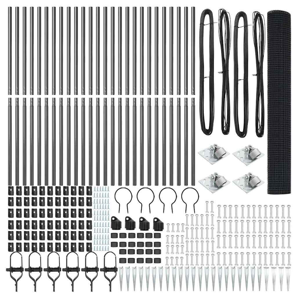 Fence Post Grey 50 x 1.2 m (16 x 16 mm mesh) Steel and PVC