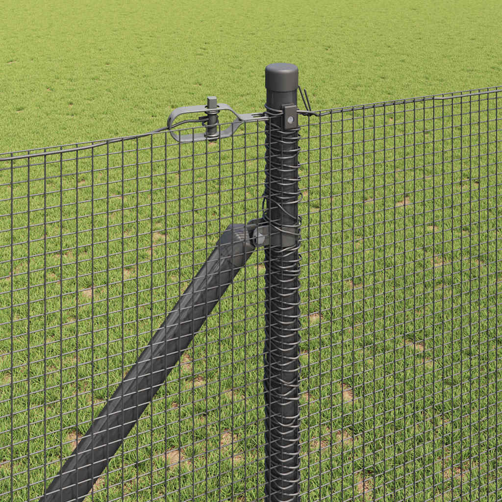 Welded Wire Fence with Spikes Steel and PVC Grey Mesh