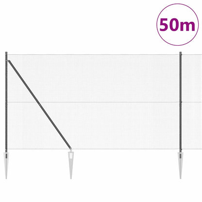 Welded Wire Fence with Spikes Steel and PVC Grey Mesh