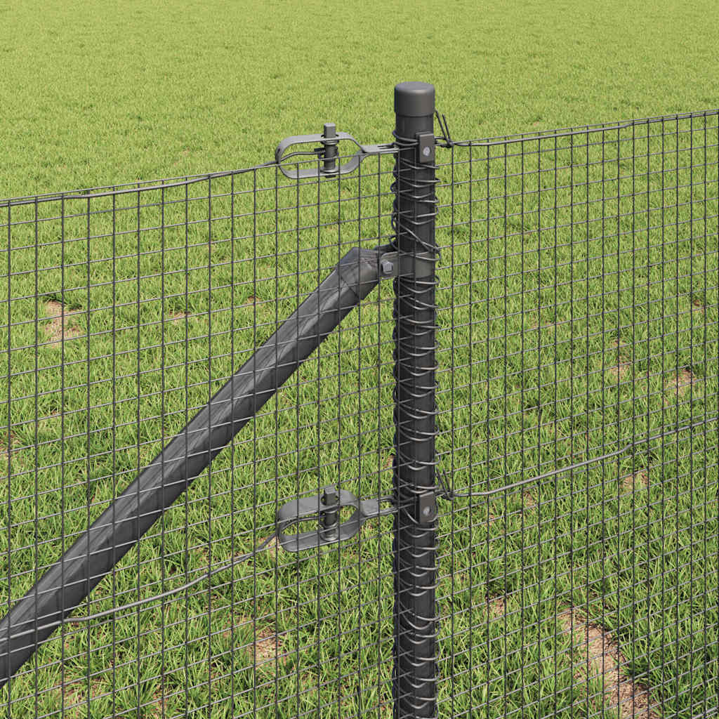 Welded Wire Fence with Spikes Steel and PVC Grey Mesh