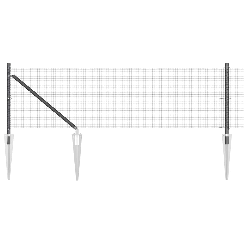 Welded Wire Fence with Spikes Steel and PVC Grey Mesh